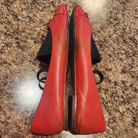 TORY BURCH Rounded-Square-Toe Ballet Flats - Red/Orange - 6.5 - Picture 5 of 10